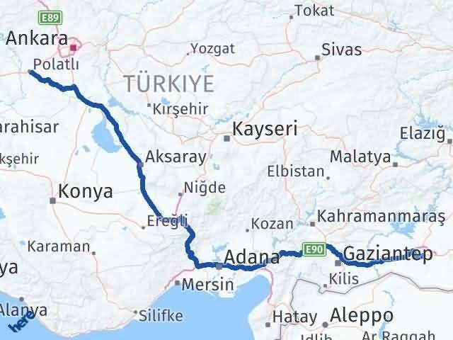 Şanlıurfa Polatlı Ankara Arası Kaç Km - Yol Haritası