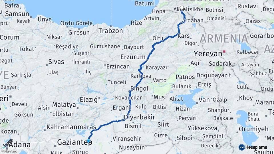 Şanlıurfa Posof Ardahan Arası Kaç Km - Yol Haritası
