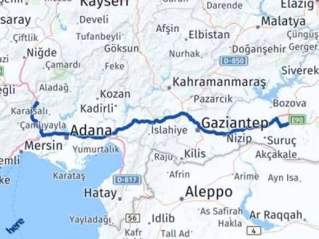 Şanlıurfa Pozantı Adana Arası Kaç Km - Yol Haritası