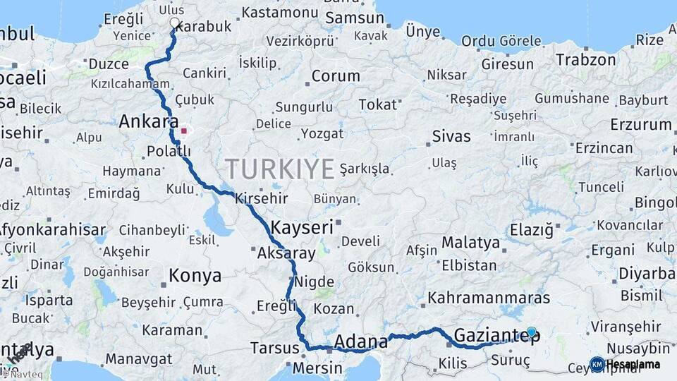 Şanlıurfa Safranbolu Karabük Arası Kaç Km - Yol Haritası