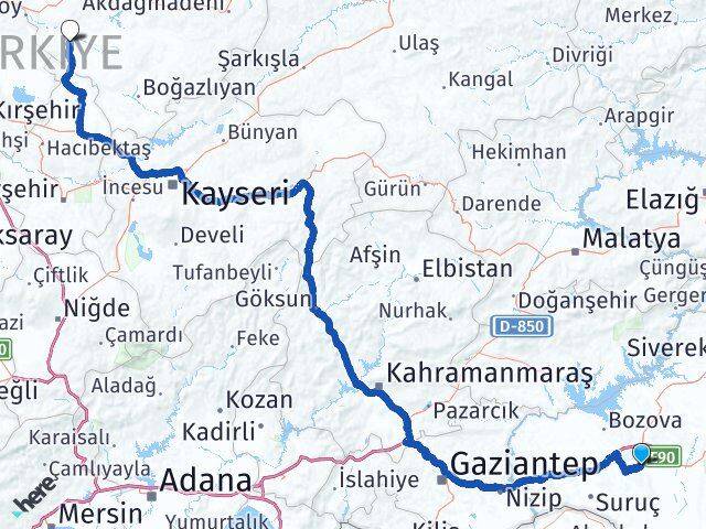 Şanlıurfa Şefaatli Yozgat Arası Kaç Km - Yol Haritası