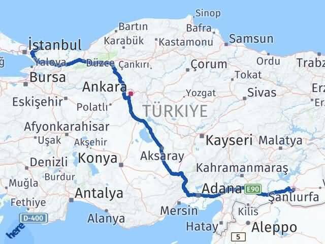 Şanlıurfa Şile İstanbul Arası Kaç Km - Yol Haritası