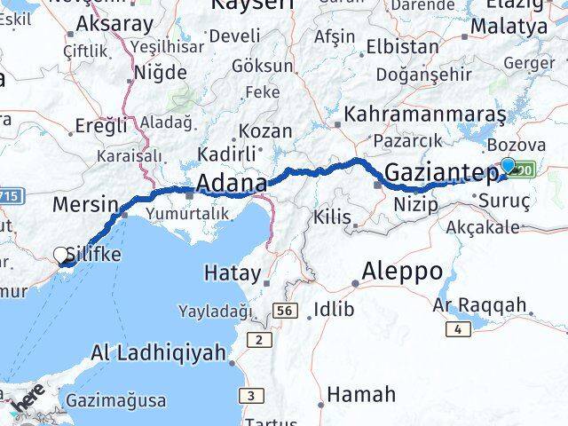 Şanlıurfa Silifke Mersin Arası Kaç Km - Yol Haritası