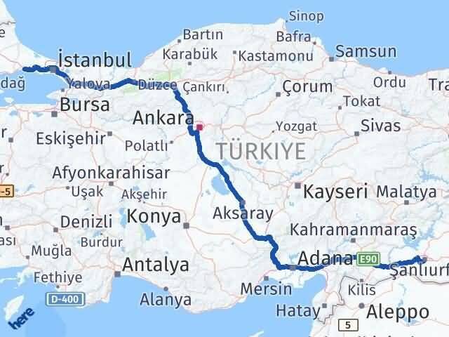 Şanlıurfa Silivri İstanbul Arası Kaç Km - Yol Haritası