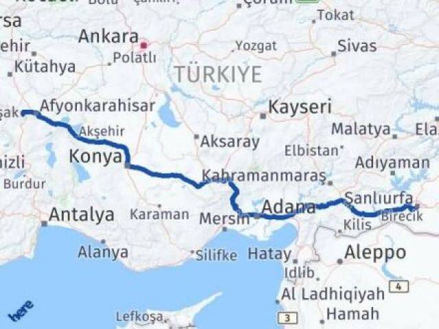 Şanlıurfa Sinanpaşa Afyonkarahisar Arası Kaç Km - Yol Haritası