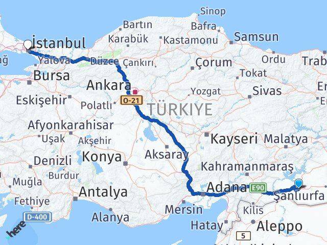 Şanlıurfa Şişli İstanbul Arası Kaç Km - Yol Haritası
