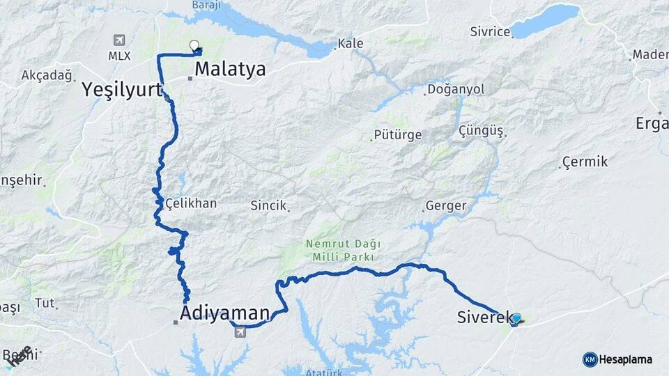 Şanlıurfa Siverek Battalgazi Malatya Arası Kaç Km - Yol Haritası