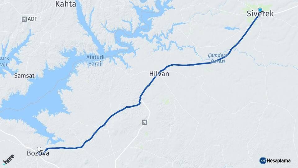 Şanlıurfa Siverek Bozova Arası Kaç Km - Yol Haritası