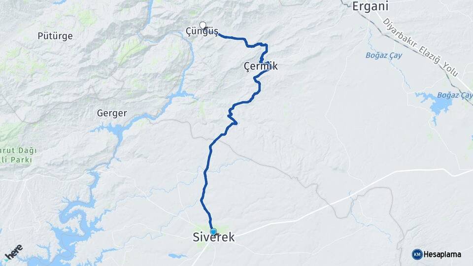 Şanlıurfa Siverek Çüngüş Diyarbakır Arası Kaç Km - Yol Haritası