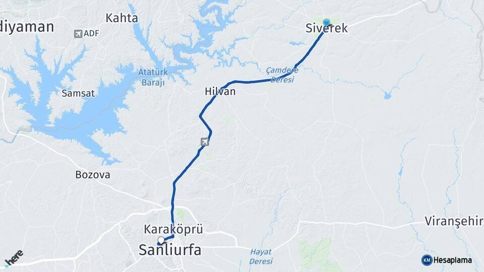 Şanlıurfa Siverek Eyyübiye Arası Kaç Km - Yol Haritası