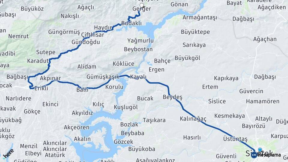 Şanlıurfa Siverek Gerger Adıyaman Arası Kaç Km - Yol Haritası