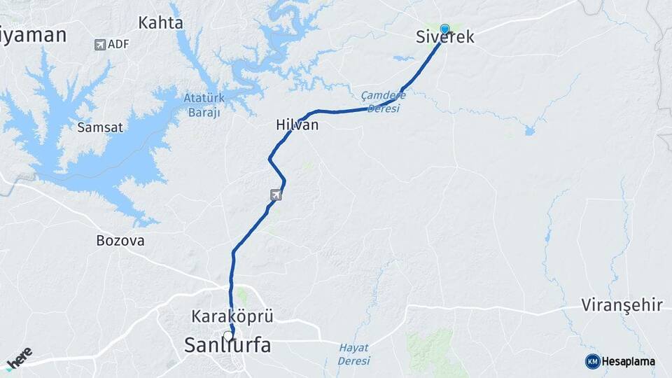 Şanlıurfa Siverek Haliliye Arası Kaç Km - Yol Haritası