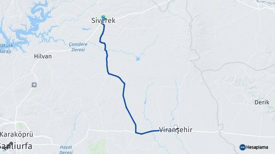 Şanlıurfa Siverek Viranşehir Arası Kaç Km - Yol Haritası