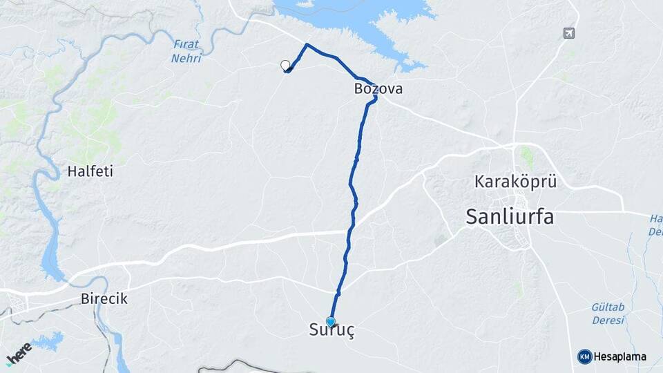 Şanlıurfa Suruç Yaylak Bozova Arası Kaç Km - Yol Haritası