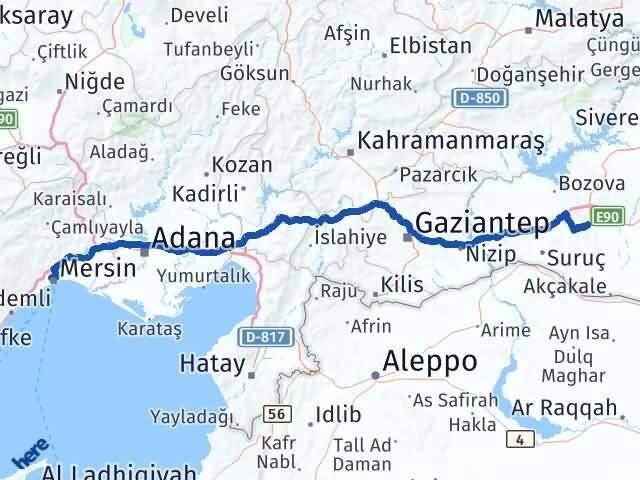 Şanlıurfa Toroslar Mersin Arası Kaç Km - Yol Haritası