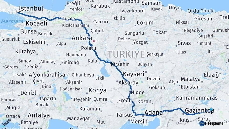 Şanlıurfa Üsküdar İstanbul Arası Kaç Km - Yol Haritası