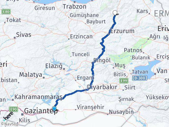 Şanlıurfa Uzundere Erzurum Arası Kaç Km - Yol Haritası