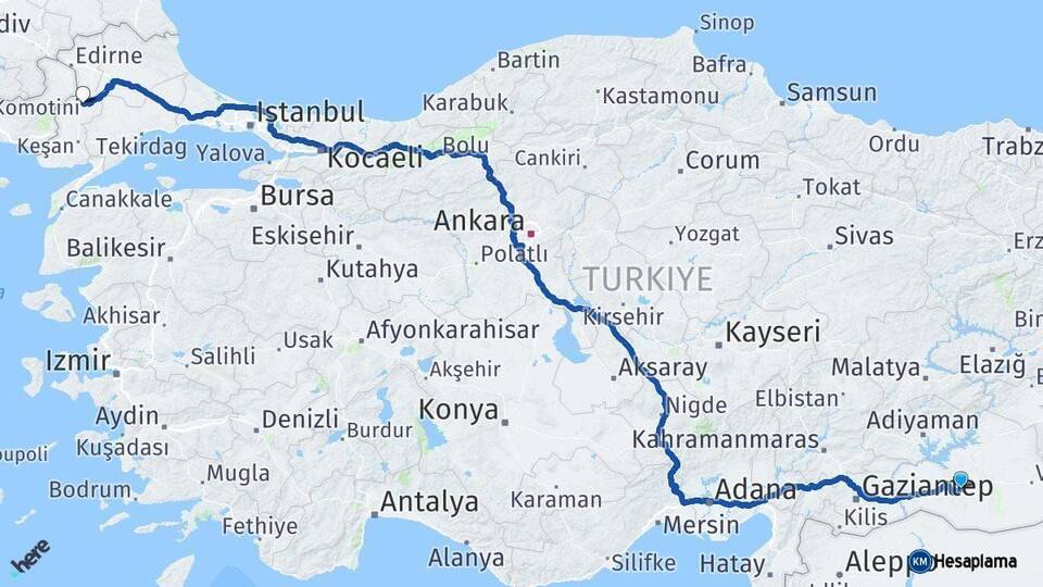 Şanlıurfa Uzunköprü Edirne Arası Kaç Km - Yol Haritası