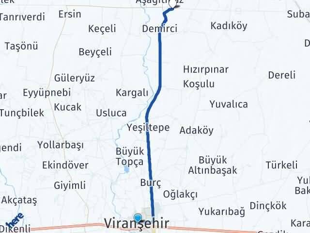 Şanlıurfa Viranşehir Dinçer Viranşehir Arası Kaç Km - Yol Haritası