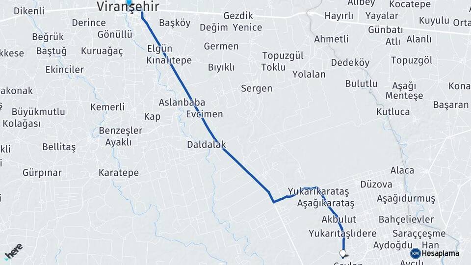 Şanlıurfa Viranşehir Gümüş Ceylanpınar Arası Kaç Km - Yol Haritası