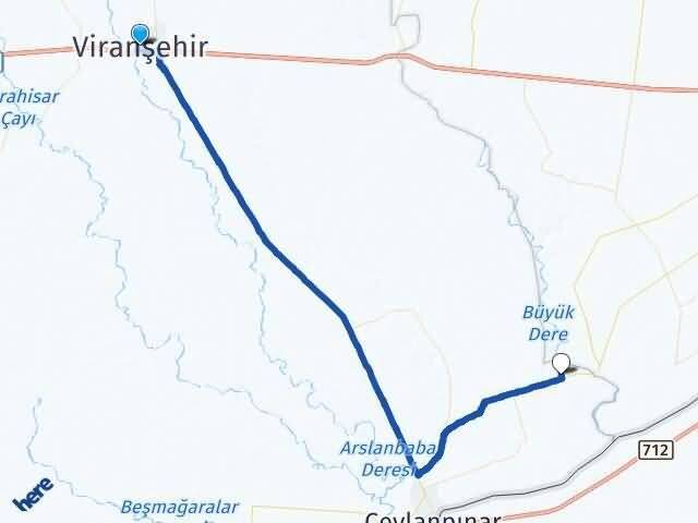 Şanlıurfa Viranşehir Saraççeşme Ceylanpınar Arası Kaç Km - Yol Haritası