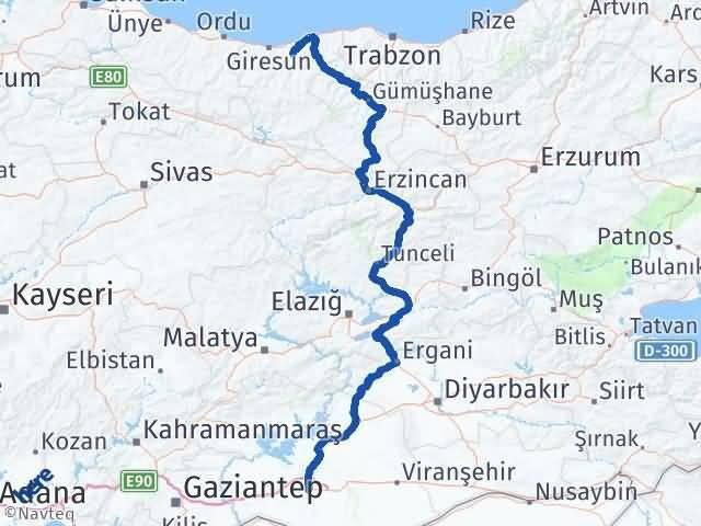 Şanlıurfa Yağlıdere Giresun Arası Kaç Km - Yol Haritası