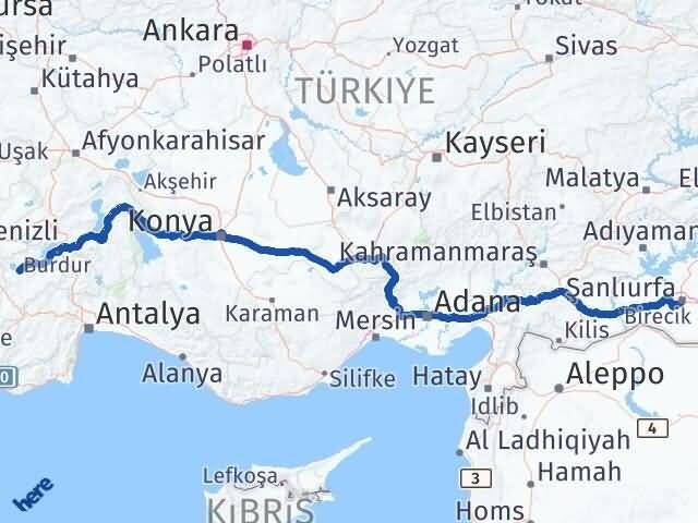 Şanlıurfa Yeşilova Burdur Arası Kaç Km - Yol Haritası