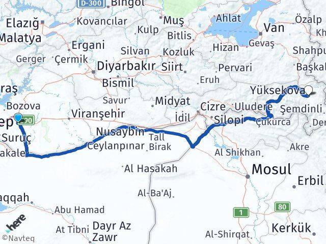 Şanlıurfa Yüksekova Hakkari Arası Kaç Km - Yol Haritası