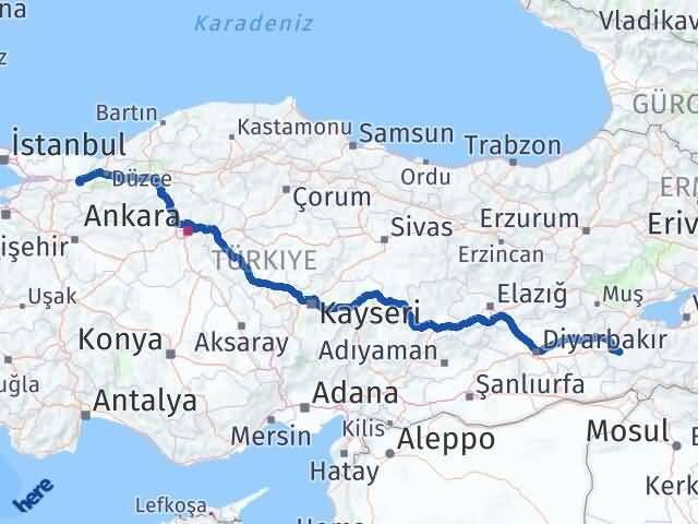 Siirt Akyazı Sakarya Arası Kaç Km - Yol Haritası
