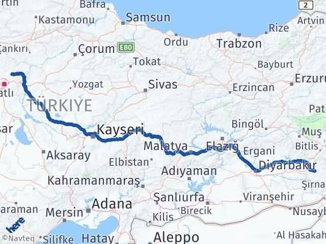 Siirt Akyurt Ankara Arası Kaç Km - Yol Haritası
