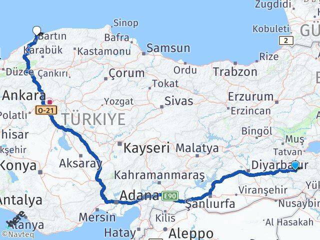 Siirt Amasra Bartın Arası Kaç Km - Yol Haritası