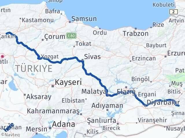 Siirt Atkaracalar Çankırı Arası Kaç Km - Yol Haritası