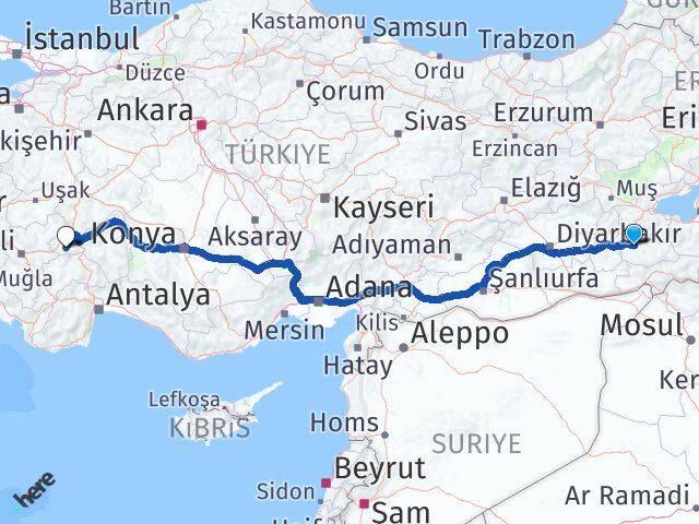 Siirt Başmakçı Afyonkarahisar Arası Kaç Km - Yol Haritası
