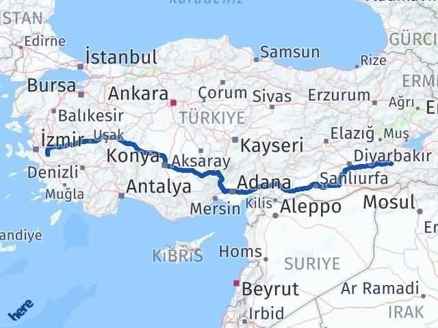 Siirt Bayındır İzmir Arası Kaç Km - Yol Haritası