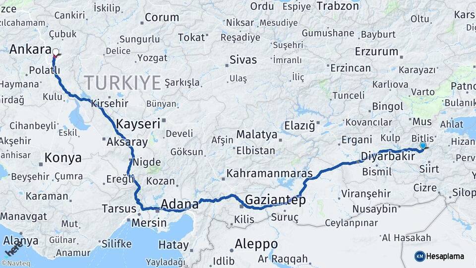 Siirt Baykan Ankara Arası Kaç Km - Yol Haritası