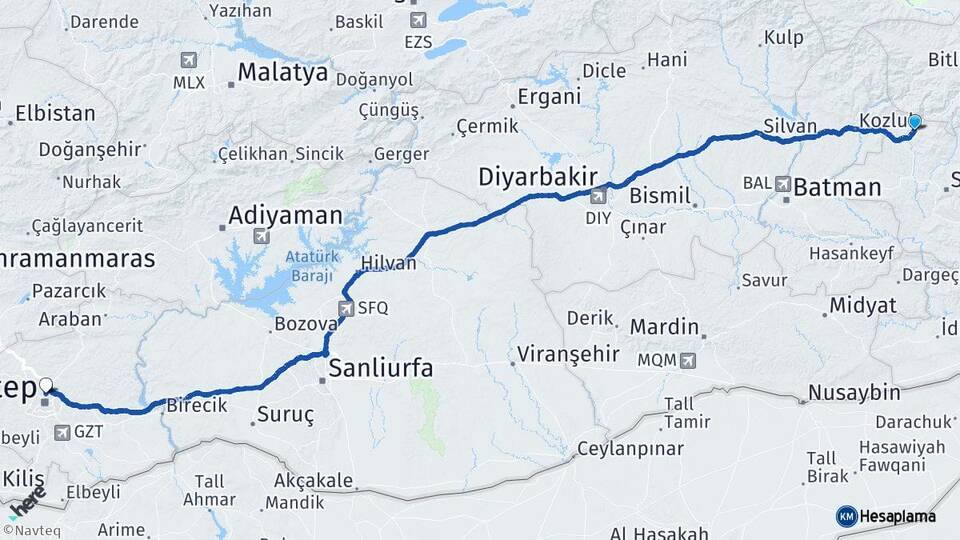 Siirt Baykan Gaziantep Arası Kaç Km - Yol Haritası