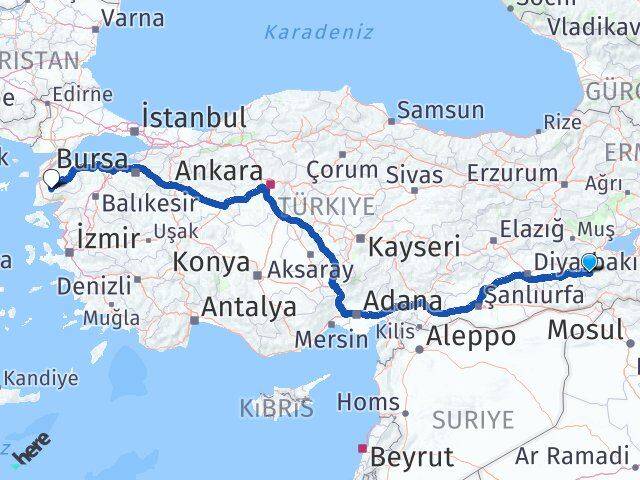 Siirt Bayramiç Çanakkale Arası Kaç Km - Yol Haritası