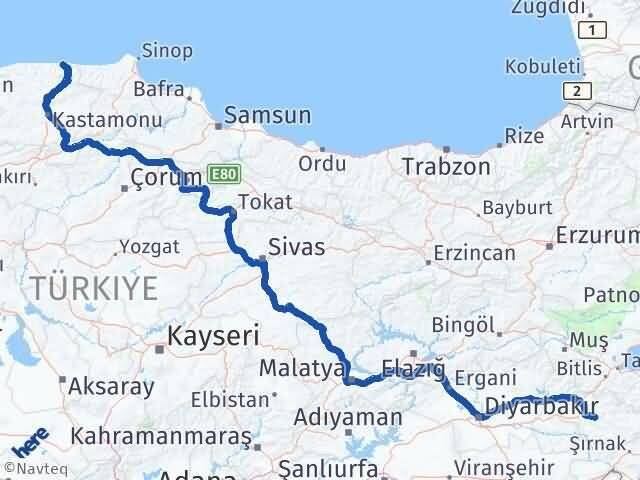 Siirt Bozkurt Kastamonu Arası Kaç Km - Yol Haritası