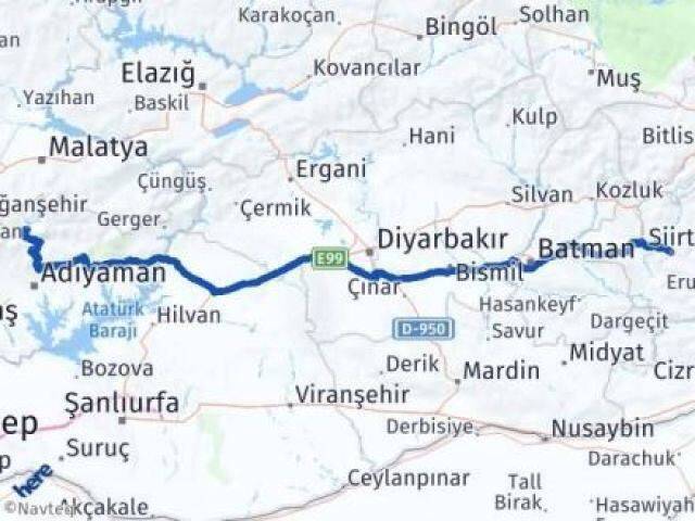 Siirt Çelikhan Adıyaman Arası Kaç Km - Yol Haritası