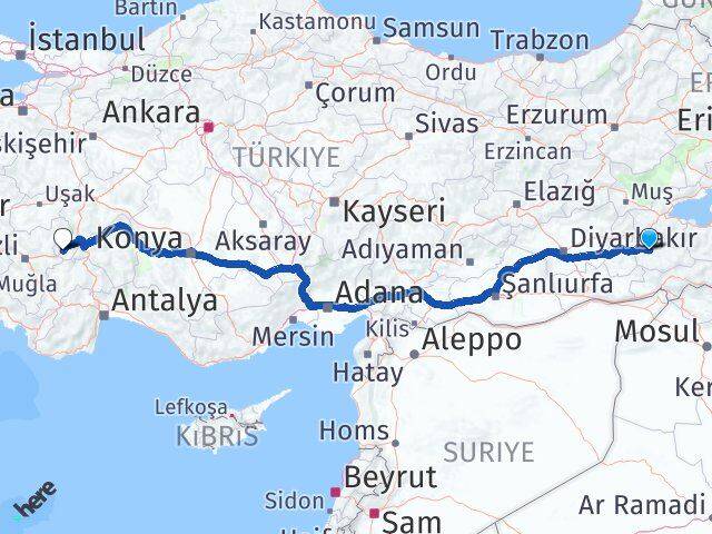 Siirt Dazkırı Afyonkarahisar Arası Kaç Km - Yol Haritası