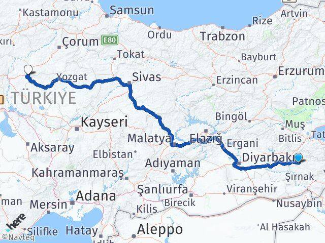 Siirt Delice Kırıkkale Arası Kaç Km - Yol Haritası