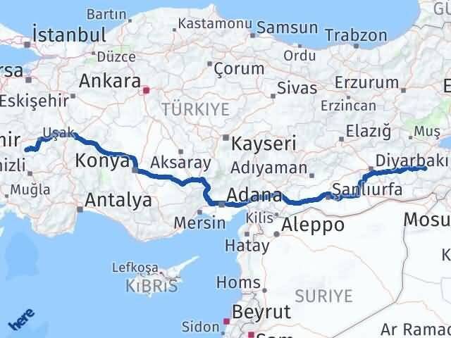 Siirt Eşme Uşak Arası Kaç Km - Yol Haritası