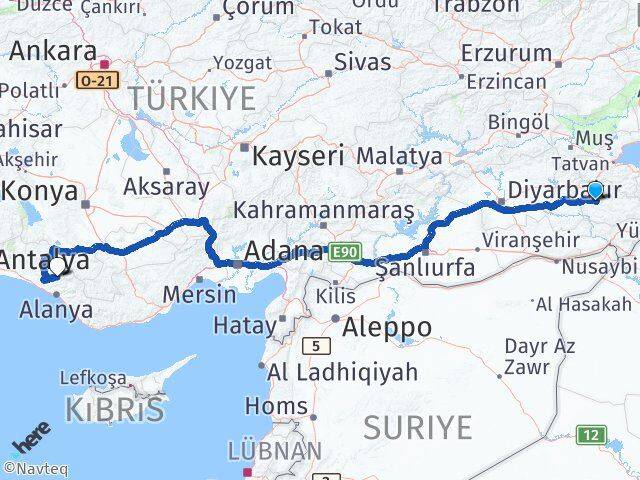 Siirt Gündoğmuş Antalya Arası Kaç Km - Yol Haritası