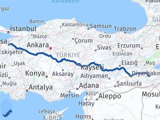 Siirt Gürsu Bursa Arası Kaç Km - Yol Haritası
