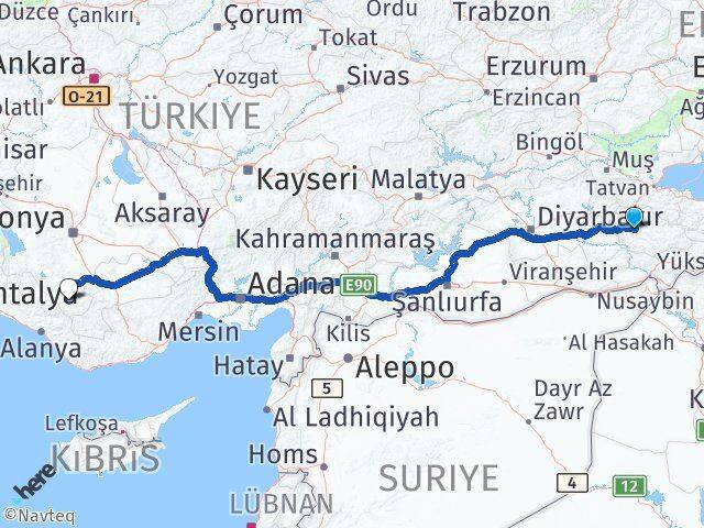 Siirt Hadim Konya Arası Kaç Km - Yol Haritası