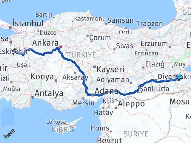 Siirt Harmancık Bursa Arası Kaç Km - Yol Haritası