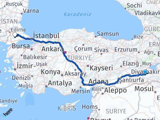 Siirt Hayrabolu Tekirdağ Arası Kaç Km - Yol Haritası