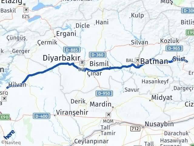 Siirt Hilvan Şanlıurfa Arası Kaç Km - Yol Haritası