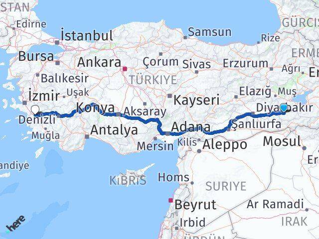 Siirt İncirliova Aydın Arası Kaç Km - Yol Haritası