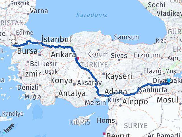 Siirt İpsala Edirne Arası Kaç Km - Yol Haritası